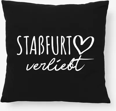 Produktbild von Huuraa Kissen Staßfurt verliebt 40x40cm mit Füllung Black Baumwolle Dekokissen Geschenkidee