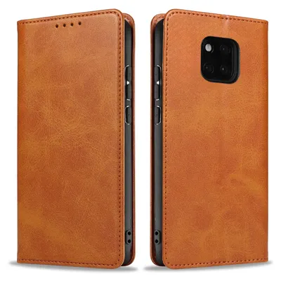 Produktbild von Handyhülle für Huawei Mate 20 Pro Kunstleder Flip Cover Hülle Klapphülle Case Kartenfach Farbe: Hellbraun