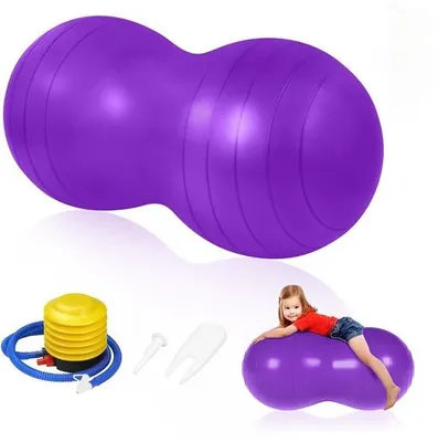 Productafbeelding van Ibenzoa® Pindbal voor fitness, 90x45 cm – PVC (vrij van BPA), honingraatstructuur en explosiebestendig, geschikt tot 200 kg, met voetpomp, voor Pilates en zwangerschap