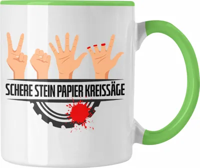 Produktbild von Trendation - Schere Kreissäge Tasse Geschenk Holzarbeiter Geschenkidee Schreiner (Grün)