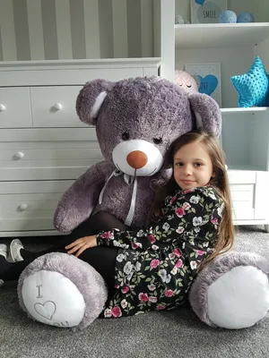 Obrázek produktu pro Medvídek XXL 160 cm - Plyšová hračka velká - plyšová hračka se stuhou - ŠEDÁ BÍLÁ
