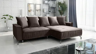 Produktbild von Ecksofa Schlafsofa Sofa FLORENCE Stoff Element Braun Ottomane Rechts