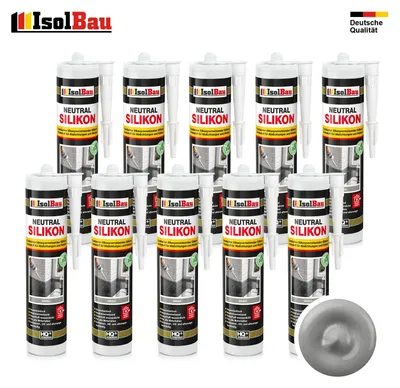 Isolbau Neutralsilikon 10 x 300 ml Grau Natursteinsilikon Dichtstoff Fugen wasserdicht