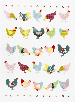 Produktbild von Geschirrtuch bunte Hühner, Geschirrtücher Mitbringsel Geschenkidee Tuch Huhn Henne