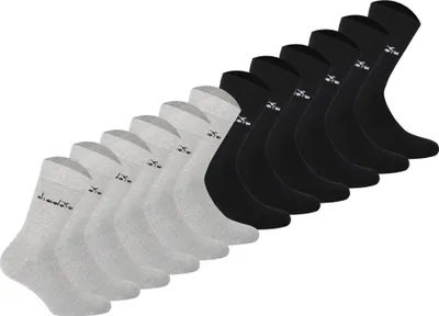 Produktbild von Diadora Uni Socken, 12er Pack - Sportsocken, Baumwolle, Logo, einfarbig Schwarz/Hellgrau 35-38
