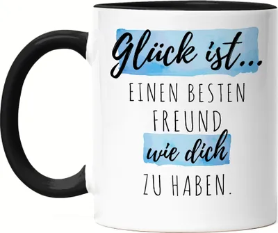Produktbild von Glück Ist Einen Besten Freund Wie Dich Zu Haben Tasse Schwarz Freundschaft Freunde Leben Vertrautheit Liebe Dankbarkeit