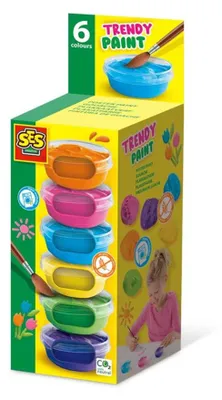 Obrázek produktu pro SES Creative 00382, Modrá, Zelená, Oranžová, Růžová, Purpurová, Žlutá, Dekorativní barva, Pasta, 45 ml, 6 kusů