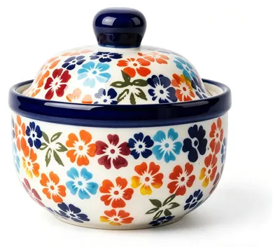 Mini Cocotte 330 ml, handbemalt, Keramik, mit Deckel, ofenfest