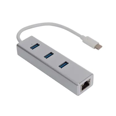 Zdjęcie produktu dla Aukcja USB 3.1 TYP C AUF GIGABIT NETZWERK + USB-HUB MIT 3 ANSCHLÜSSEN - ALUMINIUMHÜLLE