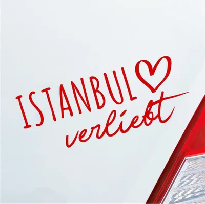 Produktbild von Auto Aufkleber Istanbul verliebt Herz Stadt Heimat Liebe Car 19x8 cm Rot Sticker Heckscheibenaufkleber