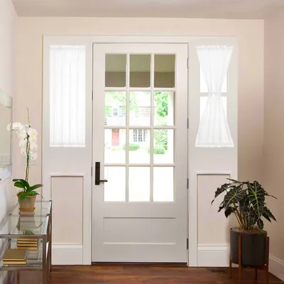 Produktbild von Sichtschutzvorhänge für Seitenlichter Französische Türvorhänge für Glastürfenster Stangentasche Lichtfilterung Fensterbehandlung für Eingangstür Weiß