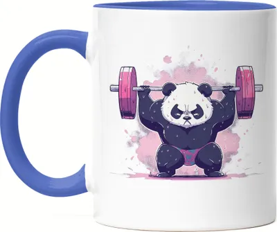 Produktbild von Fitness Panda Power Tasse Blau Panda Bär Bodybuilding Kraftsport Muskeln Gewichtheber