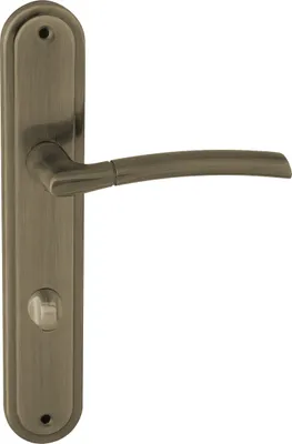 Produktbild von DOMINO Türgriff 78 Drückergarnitur WC - Badezimmer Set | Links & Rechts Türbeschlag für WC/Badezimmertüren | L-Form | Türbeschläge aus Aluminium | Bronze Türdrückergarnitur | PRESTO M3