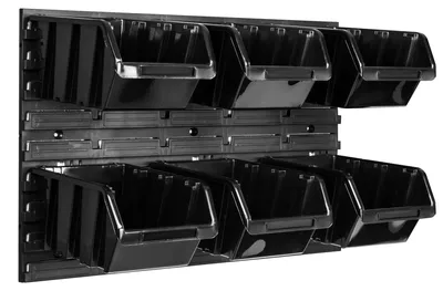 Produktbild von Werkzeugtafel - Wandmontierte Garagenaufbewahrung - 58 x 39 cm - 6 Aufbewahrungsboxen