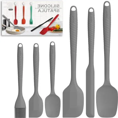 Produktbild von Famanu Silikon Spatel Set 6-teilig - Hitzebeständige Küchenhelfer - Grau