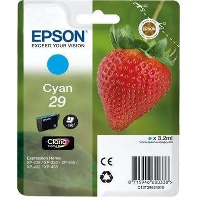 Produktbild von Epson Strawberry Singlepack Cyan 29 Claria Home Ink, Standardertrag, Cyan, 3,2 ml, 1 Stück(e), 180 Seiten