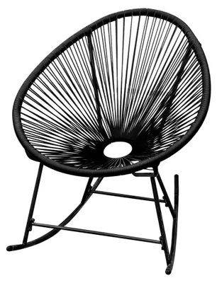 Produktbild von Schaukelstuhl für den Außenbereich, schwarz, Poly-Rattan