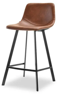 Image de Tabouret de bar rembourré ROKAN - marron / noir