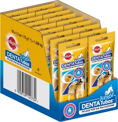 Produktbild von PEDIGREE® TUBOS™ Beutel Junior mit Huhn 18 x 3 Stück