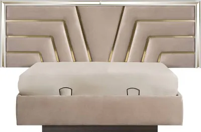 Produktbild von Beiges Schlafzimmer Bett Designer 2x Nachttische Stivoller Set 3tlg