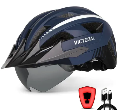 Produktbild von VICTGOAL Fahrradhelm Herren Damen mit Visier, USB Rücklicht, Magnetbrille