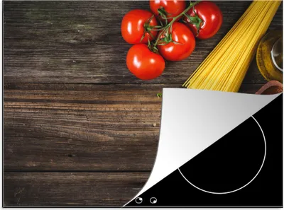 Produktbild von KitchenYeah© Herdabdeckplatte Nudeln - Tomate - Küche , 71x52cm, Küche Deko, Glaskeramikkochfeld Herdabdeckung, Abdeckplatte fùr Kochfeld