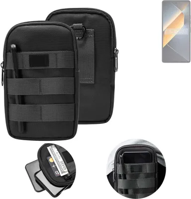 Produktbild von K-S-Trade Holster Gürtel Tasche kompatibel mit Tecno Pova 6 Pro Handy Tasche Schutz Hülle dunkel-grau viele Fächer, 1x