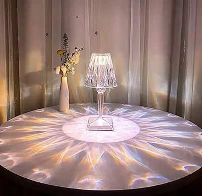 Produktbild von Kristall Tischlampe, Diamant Tisch Lampe, LED Nachttischlampe RGB16,Acryl Tischleuchte Aufladbare Touch und Fernbedienung Dekoration Nacht Tisch Lampe