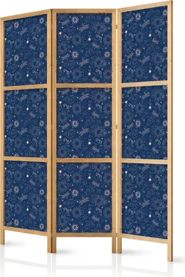 Produktbild von 3-teiliger Einseitiger Vlies Japanischer Paravent - Cosmic Inspirations - Pattern with Stars and Constellations on a Dark Background 135x172 cm Muster f-C-10103-bh-a