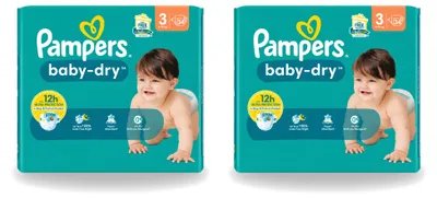 Produktbild von 2 x Pampers Baby-Dry Windeln Größe 3 (6-10 kg) - Vorteilspackung - 2 Stücke