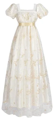 Imagen del producto de Vestido maxi de corte imperio con cuello cuadrado y mangas cortas