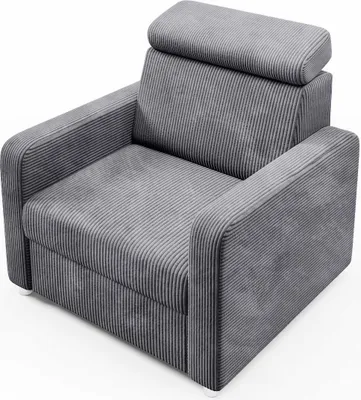 Zdjęcie produktu dla LIKMA Fotel Wypoczynkowy MAKO Ciemnoszary 91x103x88 cm z tkaniny sztruksowej Cord z Regulowanym Zagłówkiem Fotel Relaksacyjny do Salonu TV