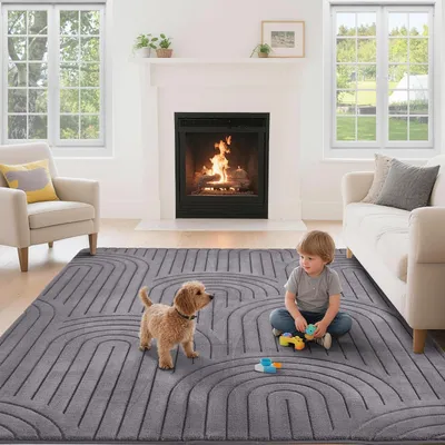 Obrázek produktu pro Moderní koberec - krátký vlas 160 x 220 cm - efekt výšky a hloubky - 3D efekt - 100% polyester