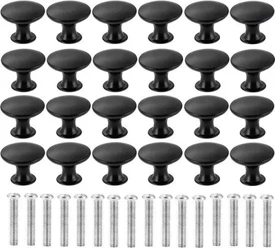 Image de Lot de 24 poignées de tiroir, 30 mm, noir mat, 24 pièces, pour tiroirs de cuisine