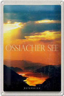 Produktbild von Blechschild Reise 20x30cm Ossiacher See Natur Sonnenuntergang