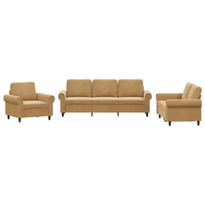 Productafbeelding van 3-delige Loungeset met kussens fluweel bruin
