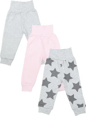 Produktbild von TupTam Baby Mädchen Lange Pumphose 3er Pack, Farbe: Grau_Pink_Sterne , Größe: 68