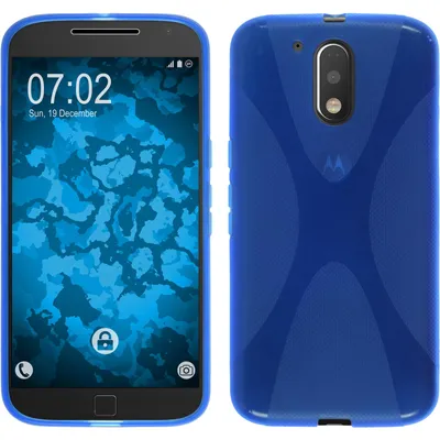 Produktbild von PhoneNatic Case kompatibel mit Motorola Moto G4 Plus - blau Silikon Hülle X-Style + 2 Schutzfolien