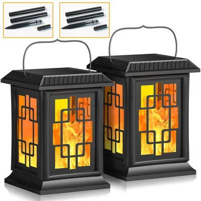 Solarleuchten mit Flammeneffekt, 2er-Pack, IP65, warmweiß