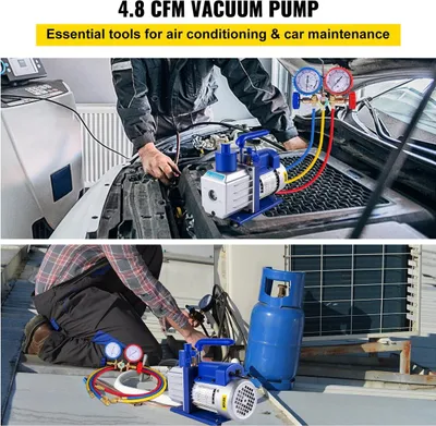 Zdjęcie produktu dla Pompa próżniowa 4,8 CFM HVAC Chłodnictwo R22 R134A R410A Klimatyzacja 4 węże Manometr