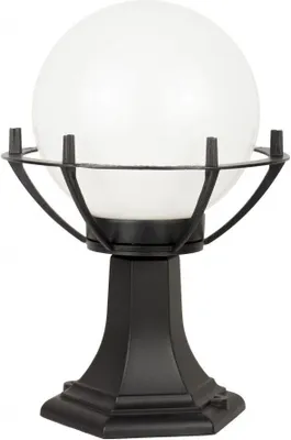 Produktbild von Kleine Stehlampe Kugel IP43 wetterfest blendarm in Schwarz Weiß E27 Sockelleuchte Garten Außen