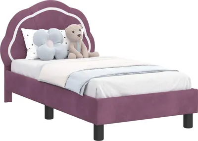 Image de vidaXL Sommier de lit d'enfant avec tête de lit Lila 70 x 140 cm velours