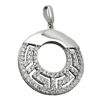 Produktbild von Anhänger 20mm rund mit Zirkonias glänzend rhodiniert Silber 925 silber 20mm