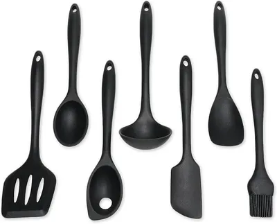 Imagen del producto de - Juego de utensilios de cocina de silicona premium, resistente a los arañazos, soporta temperaturas de hasta 230 °C, libre de BPA, juego de 7 piezas, color