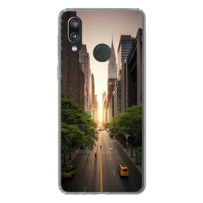 Produktbild von MuchoWow® Handyhülle Schutzhülle Hülle für Huawei P20 Lite (2020) New Yorker Straße am Morgen Silikon Softcase Handy Hülle - Kartenhalter