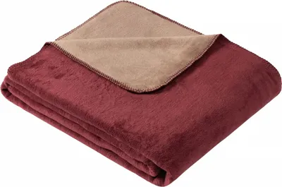 Produktbild von Ibena Kuscheldecke Dublin 150x200 cm - Baumwollmischdecke bordeauxrot/hellbraun zweifarbig, Wolldecke, Sofadecke kuschelweich