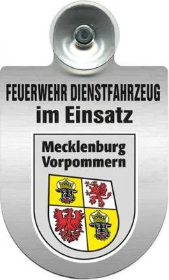 Produktbild von Einsatzschild Windschutzscheibe - Feuerwehr Dienstfahrzeug im Einsatz - 393801 - incl. Regionenwappen Color - Region Mecklenburg-Vorpommern