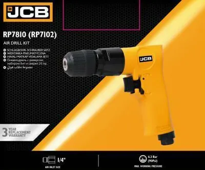 Zdjęcie produktu dla Wiertarka pneumatyczna JCB-RP7810 10 mm, szybkie i precyzyjne wiercenie, prędkość 1800 obr/min, uchwyt bezkluczykowy, ergonomiczna konstrukcja, niskie zużycie powietrza, kompatybilna z kompresorami.