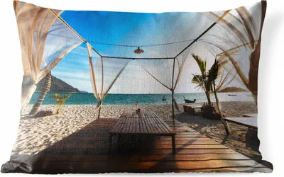 Produktbild von MuchoWow® Outdoor Kissen - Strand - Luft - Meer - 50x30 cm - Wetterfest - Lounge Kissen - Sofa kissen - Wohnzimmer Dekoration