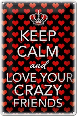 Produktbild von Blechschild Spruch 20x30cm Keep Calm and love crazy friends